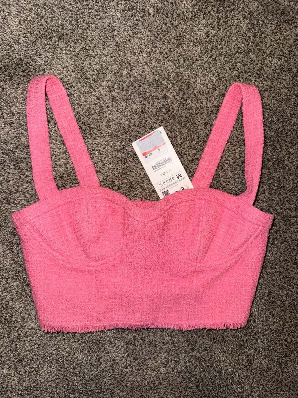 Zara Faded Pink Textured Bustier Crop Top